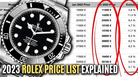 aumento rolex 2023|rolex price list 2024.